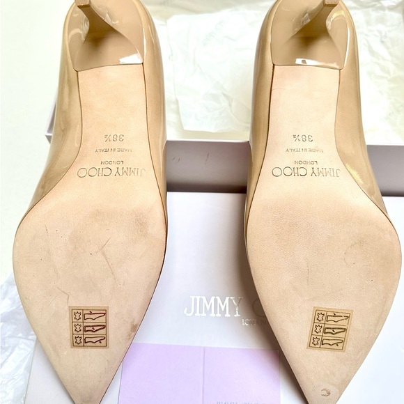 Jimmy Choo Nude Patent Leather Heels - Picture 3 of 15